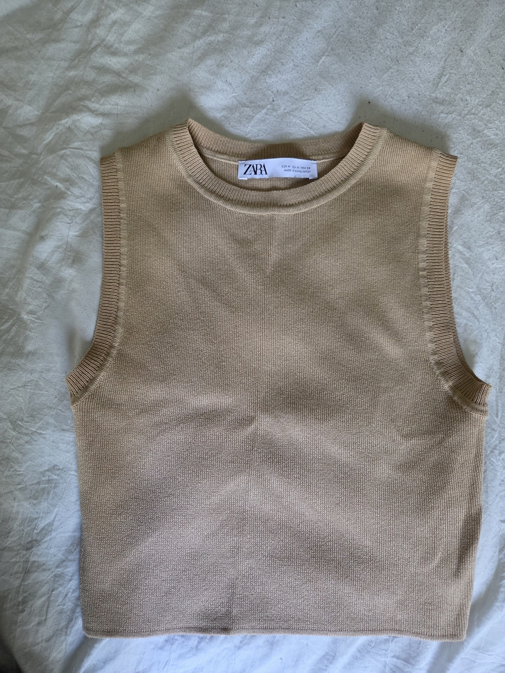 Zara Tan Sleeveless Knit Crop Top